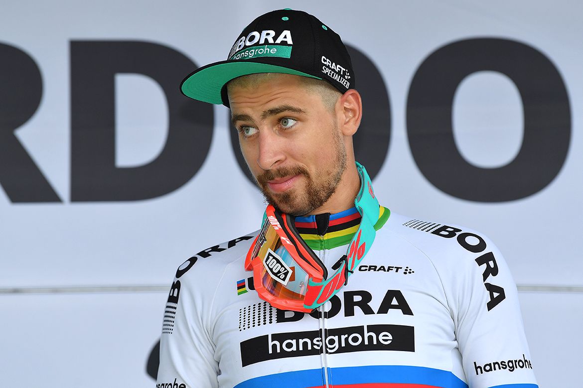 Peter Sagan was once again wearing his ski goggles after the race