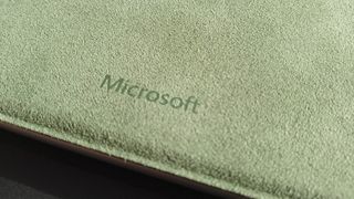 A close up of the Microsoft Surface Pro 9 Alcantara case