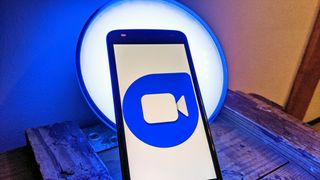Google Duo logo on a phone