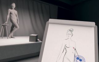 Inside Gesture VR - image of a picture of a naked lady with virtual controls