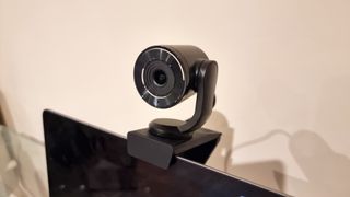 Toucan Pro Streaming Webcam from various angles on a desk.