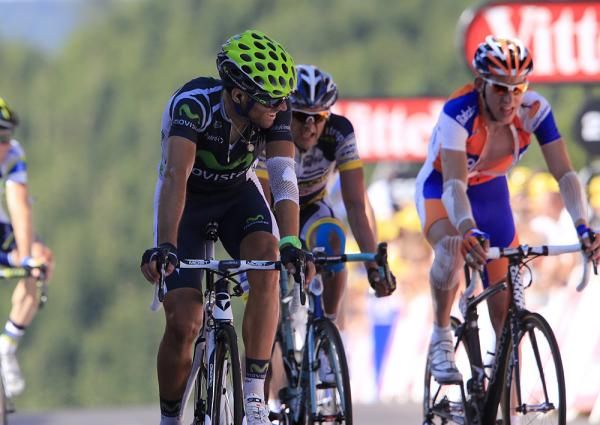 Alejandro Valverde lost more time after an untimely puncture