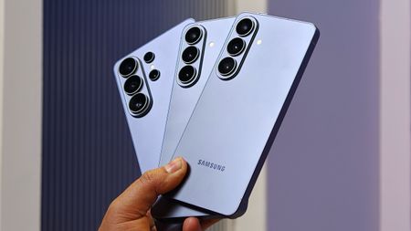 Samsung Galaxy S26, S26 Plus, and S26 Ultra in hand