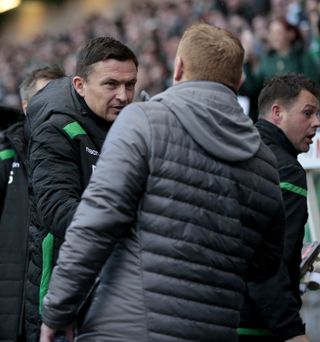 Hibernian manager Paul Heckingbottom, left, Celtic boss Neil Lennon had the same view on the incidents
