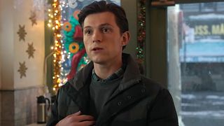 Tom Holland is shown in a scene from Spider-Man: No Way Home.