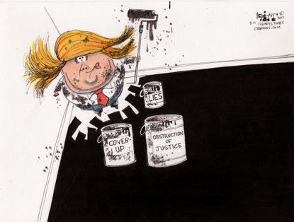 Political Cartoon U.S. Trump Lies Obstruction FBI Russia Comey