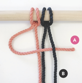 How to macrame a half knot step one