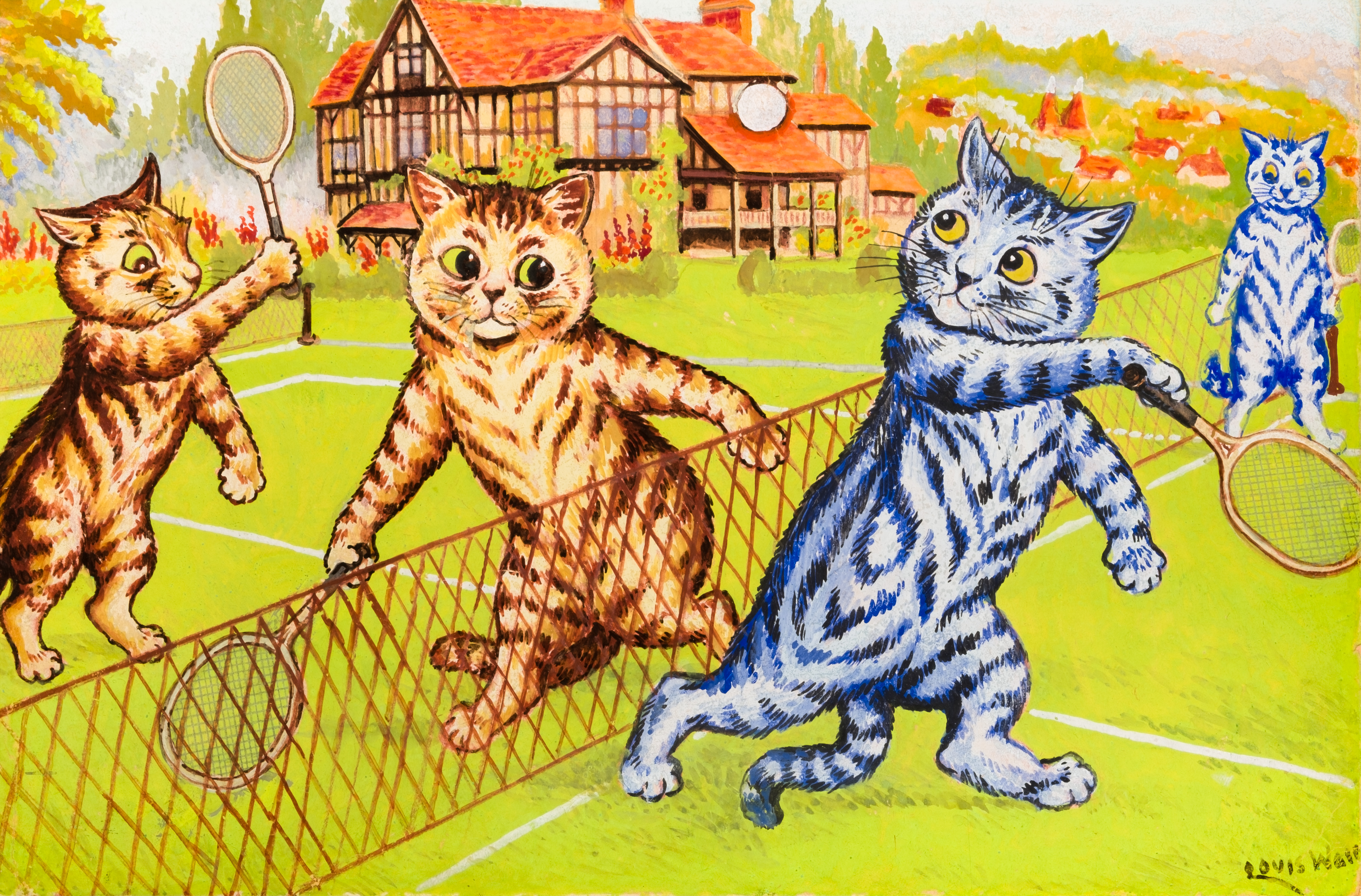 Louis Wain's 'Cats at Tennis' shows exactly that — four cats playing tennis