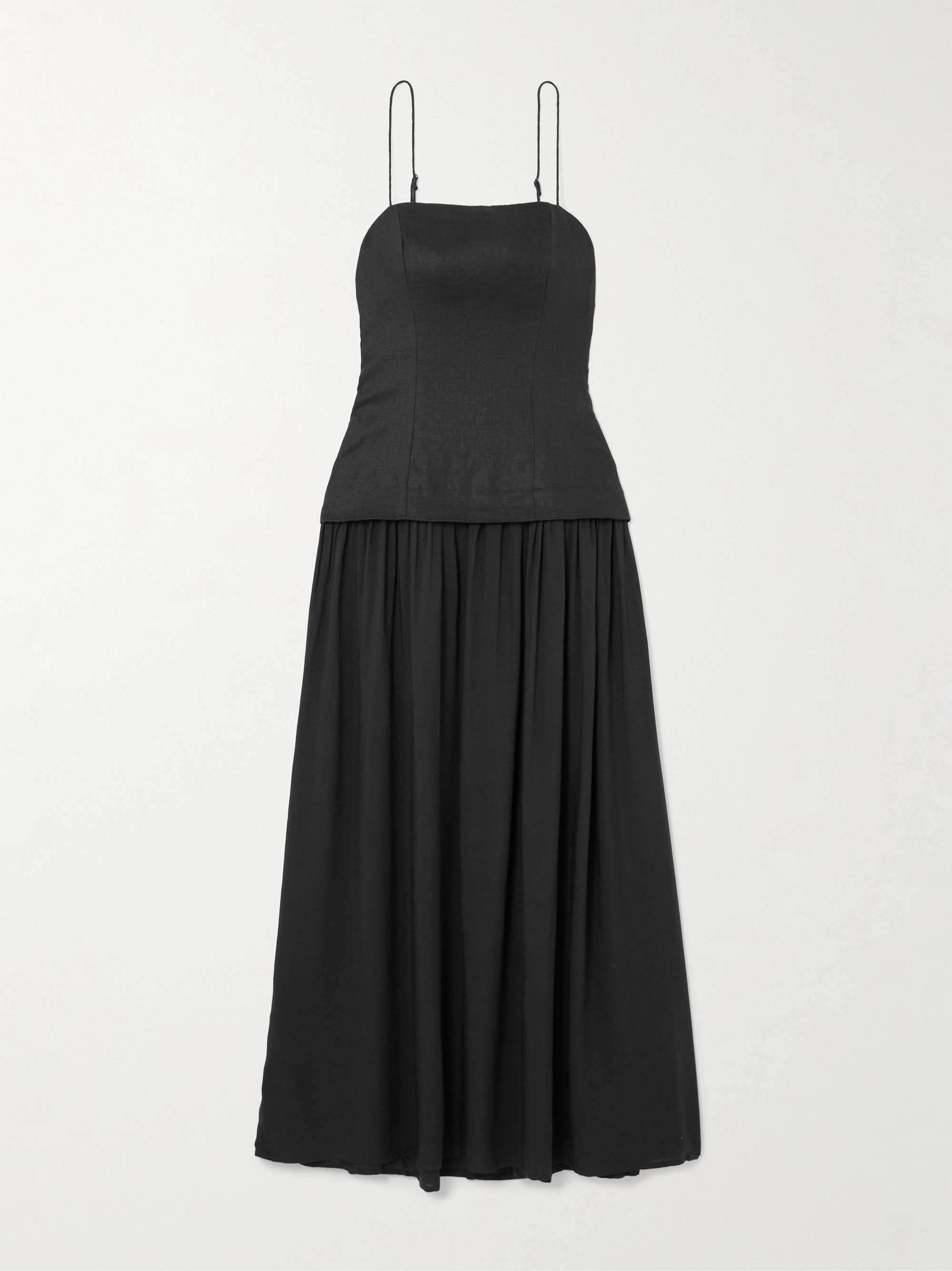 Lenise Linen and Woven Maxi Dress