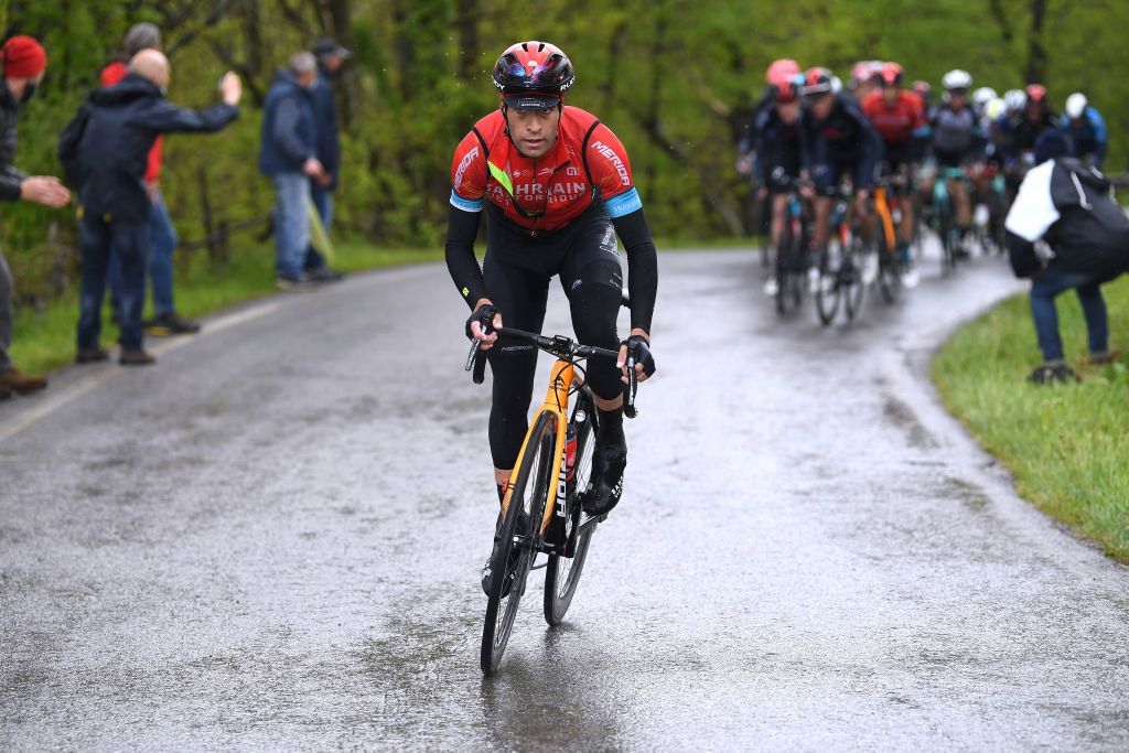 SESTOLA ITALY MAY 11 Mikel Landa Meana of Spain and Team Bahrain Victorious attacks on final climb Sestola 1020mduring the 104th Giro dItalia 2021 Stage 4 a 187km stage from Piacenza to Sestola 1020m girodiitalia Giro UCIworldtour on May 11 2021 in Sestola Italy Photo by Tim de WaeleGetty Images