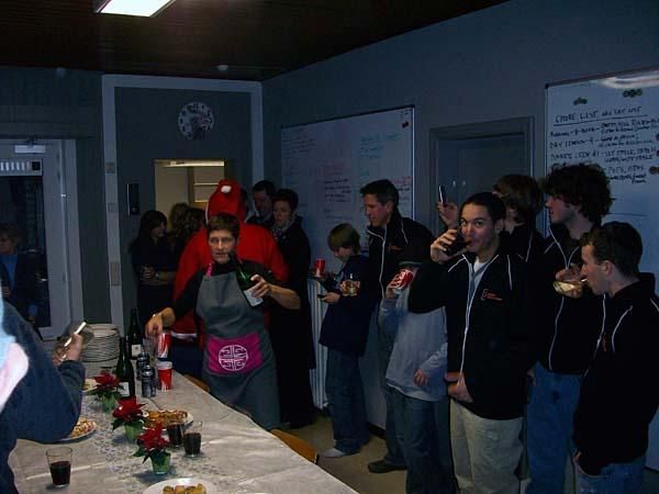 A special visit from Santa, who wished us a Merry Christmas and gave the U23s and elites champagne to celebrate.
