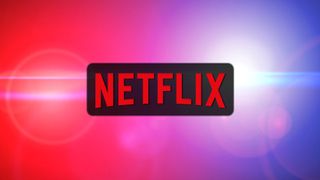 Netflix logo on background with red blue lights