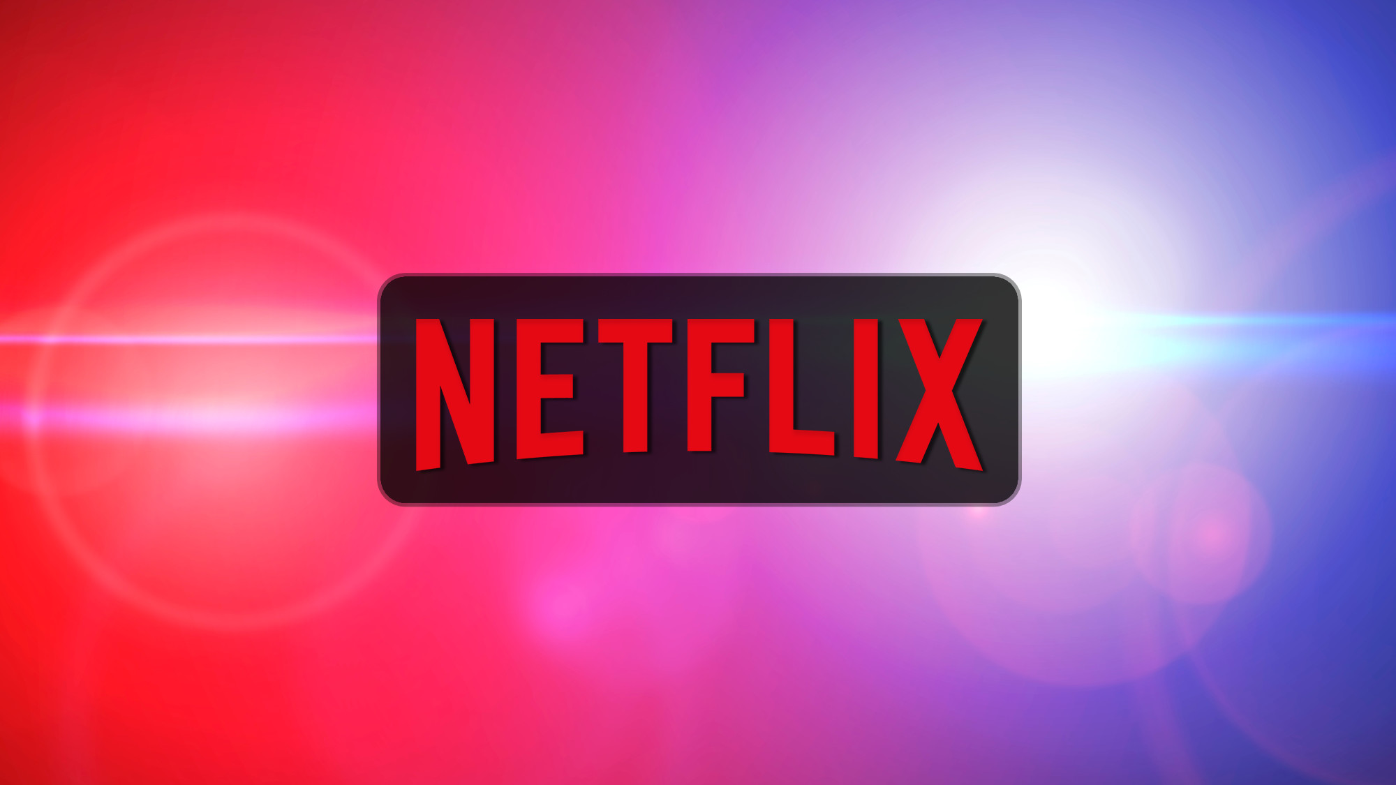 Netflix logo on background with red blue lights