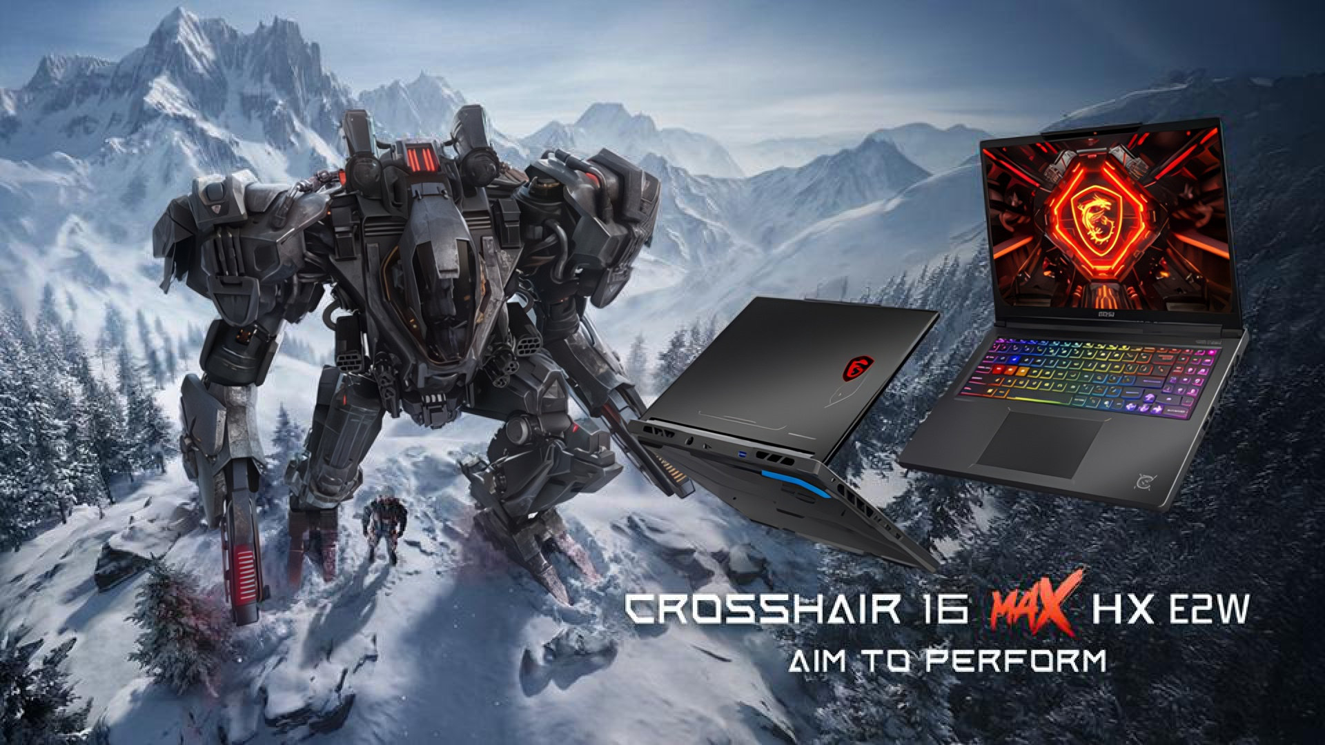 A promotional image for the April 2026 refresh of the MSI Crosshair gaming laptop