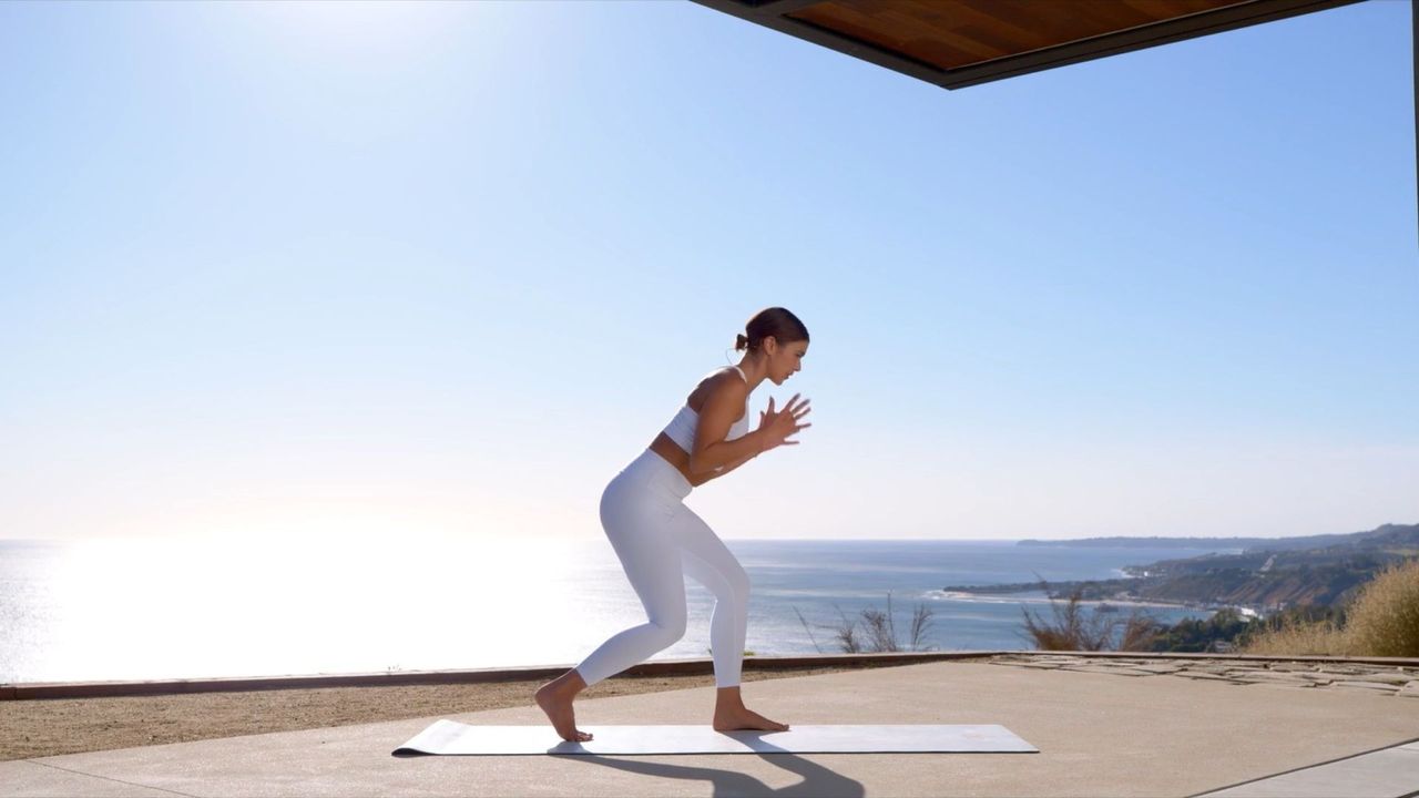 Pilates instructor Bianca Wise demonstrating a 10-minute routine