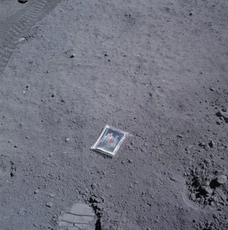 Apollo 16 lunar module pilot Charles M. Duke Jr. left this photo of his family on the surface of the moon.