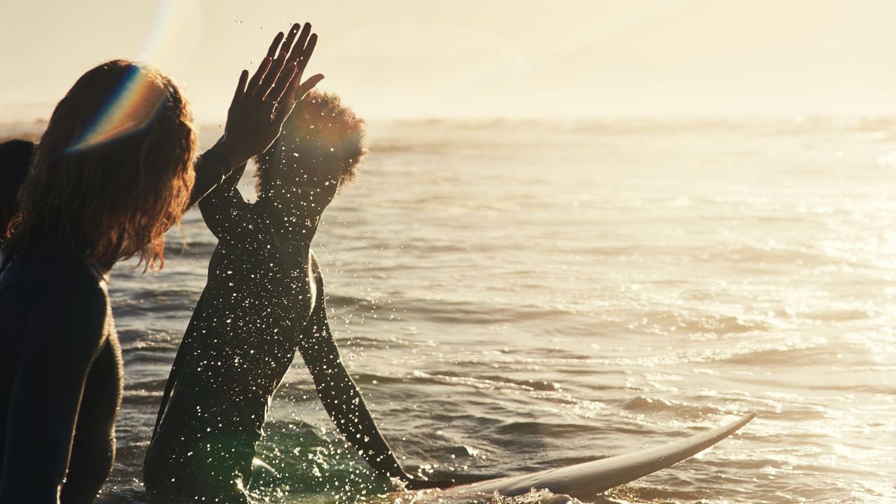 Cold water therapy: Two women swimming