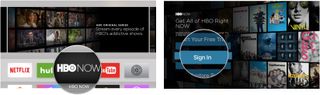 Signing into HBO Now on Apple TV