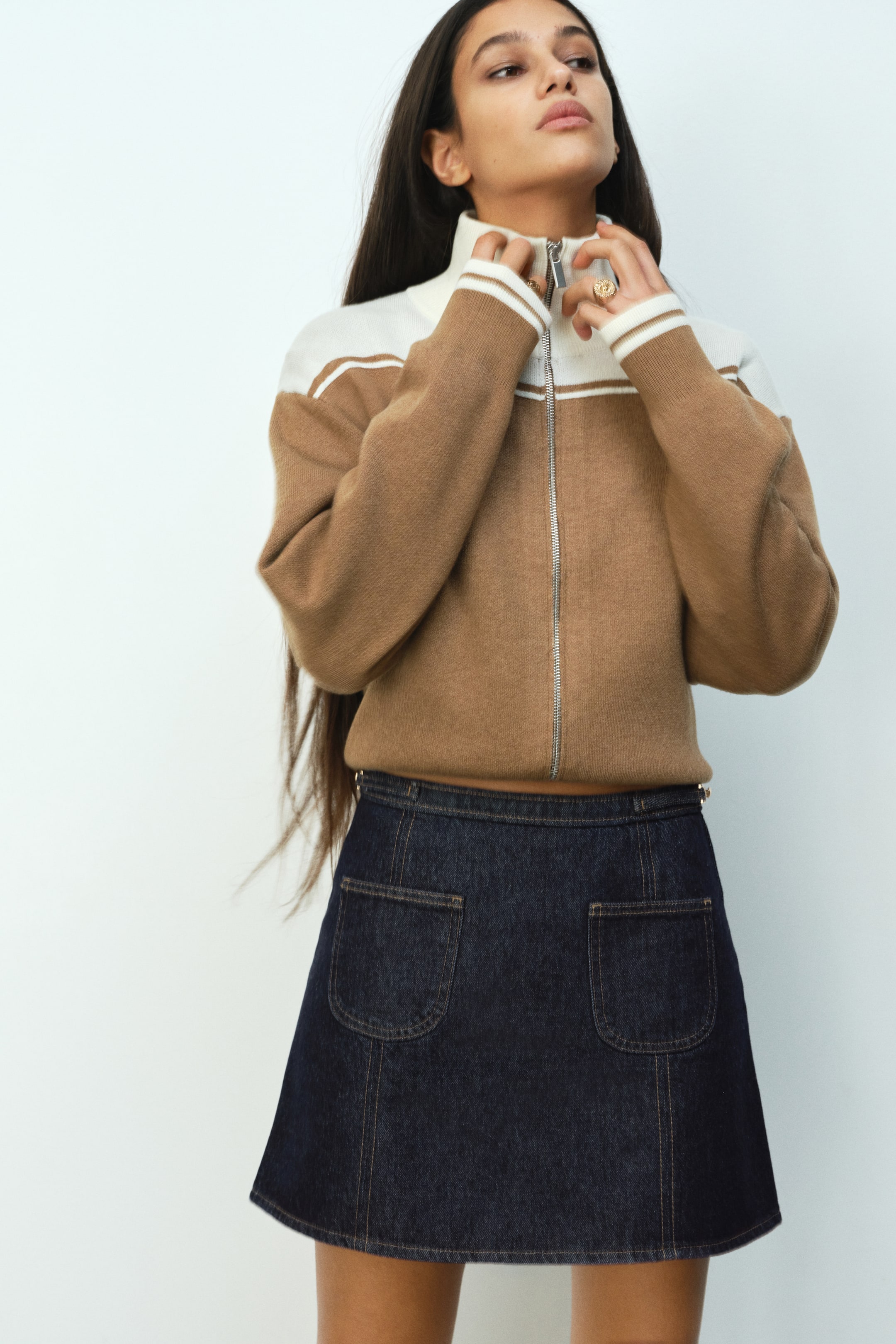 A-Line Denim Skirt - Dark Denim Blue