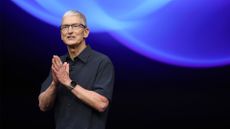 Apple CEO Tim Cook delivers remarks before the start of an Apple event at Apple headquarters on September 09, 2024 in Cupertino, California.