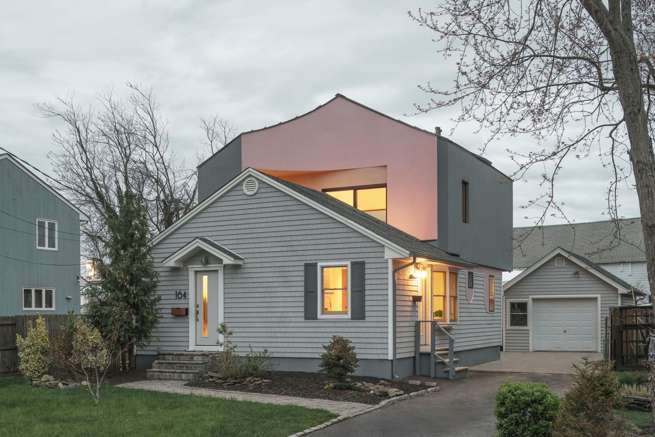 exterior of architensions&#039; House On House residence, a suburban house with a twist