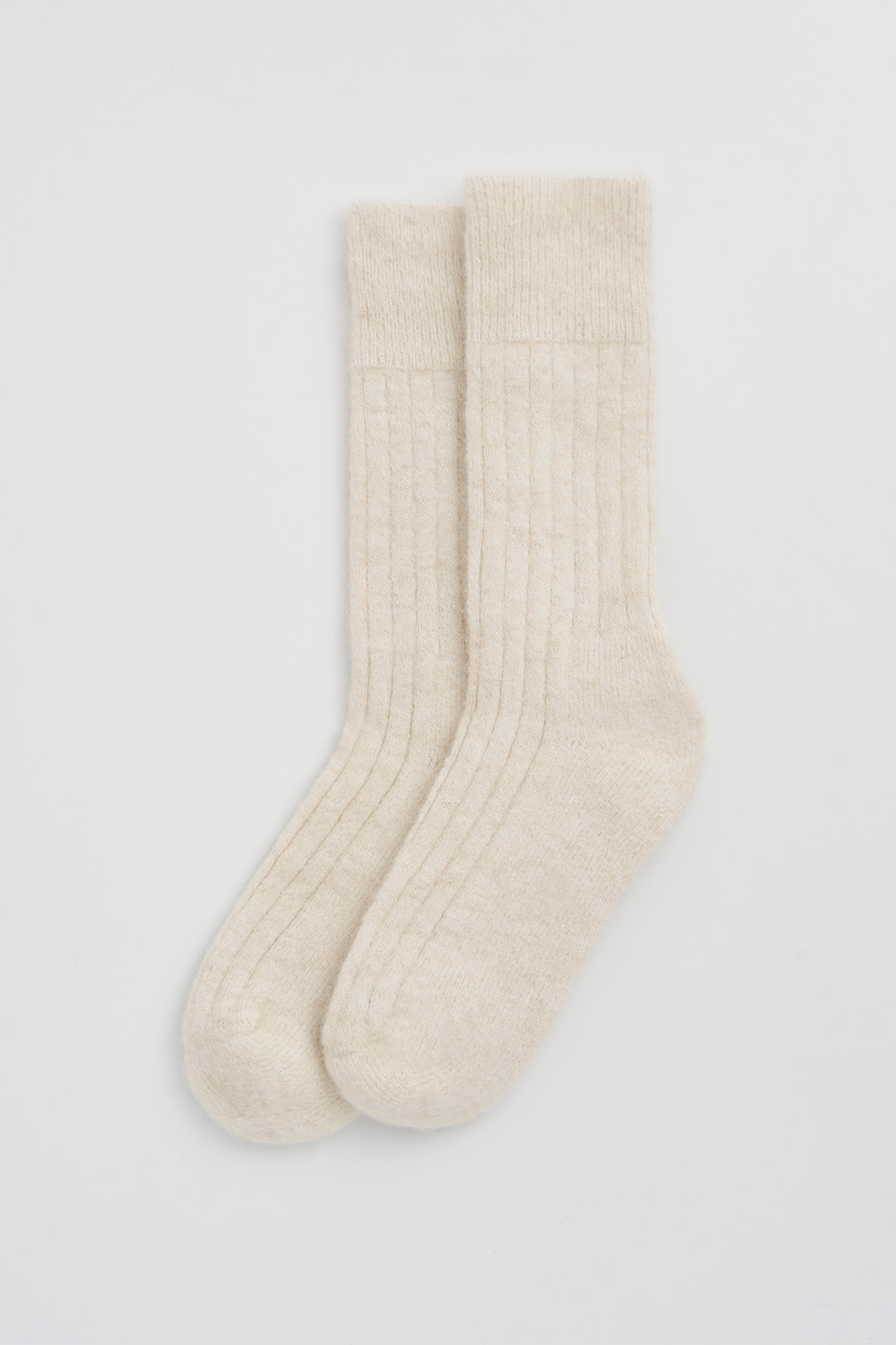 Clotted Cream Ultra Soft Alpaca Ribbed Bed Socks - Small (uk 4-7) / Clotted Cream