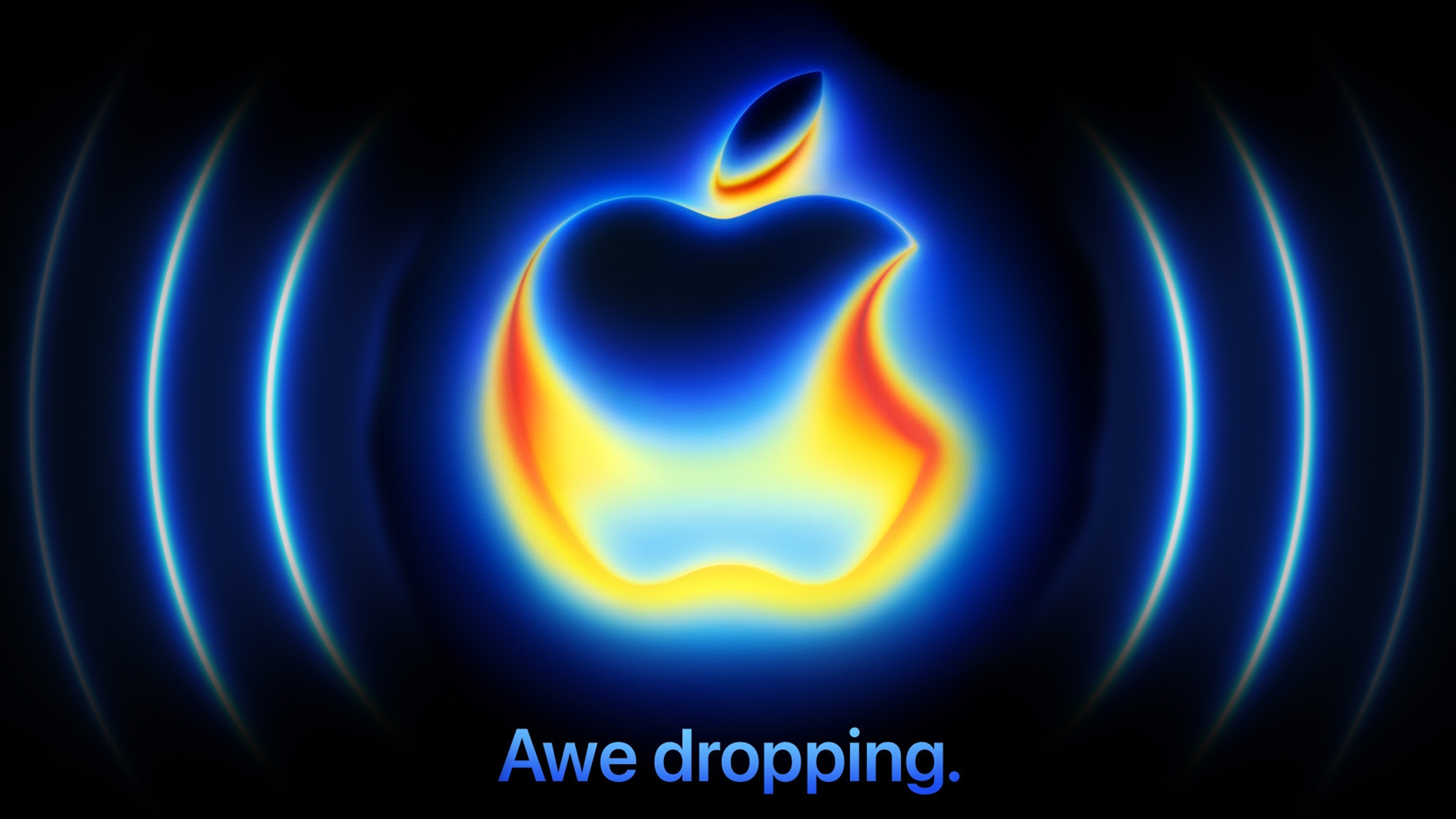 Apple 2025 Awe Dropping logo with black background.