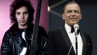 LEFT: Joe Satriani in the 1980s. RIGHT: LOS ANGELES - AUGUST 15: Frank Sinatra performs on the television special 'Francis Albert Sinatra Does His Thing' on August 15, 1968, (the program aired November 25, 1968) in Los Angeles 