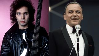 LEFT: Joe Satriani in the 1980s. RIGHT: LOS ANGELES - AUGUST 15: Frank Sinatra performs on the television special 'Francis Albert Sinatra Does His Thing' on August 15, 1968, (the program aired November 25, 1968) in Los Angeles 