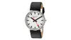 Mondaine Men's Swiss Quartz Watch with White Dial Analogue Display and Black Leather Strap