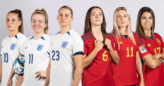 England women and Spain women players for the FIFA Women's World Cup 2023