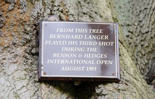 Bernhard Langer tree plaque on 17 at Fulford