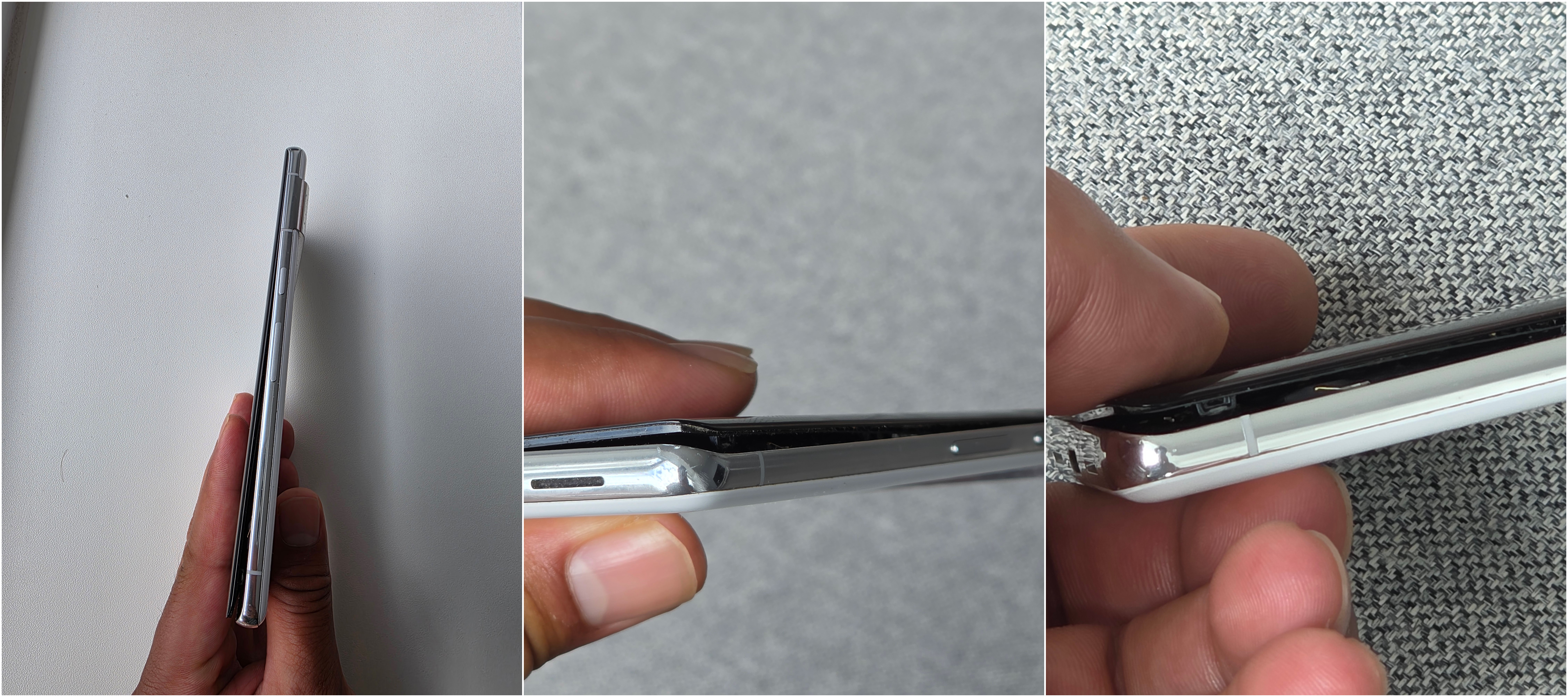 Image showcasing a swollen Pixel 7 Pro from various angles
