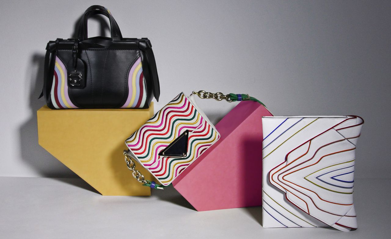 The colourful hand bags