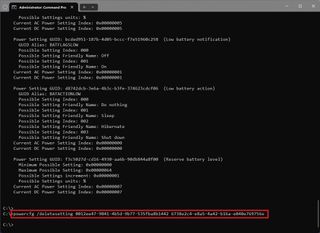 Powercfg delete setting