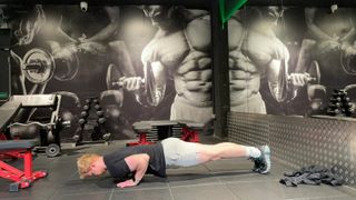 TechRadar fitness writer Harry Bullmore trying Ryan Reynolds Deadpool trainer Don Saladino's top triceps exercises