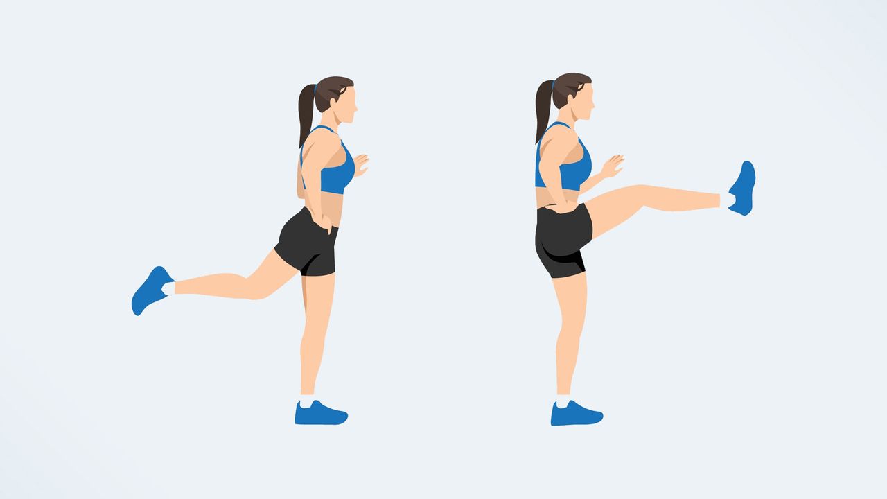 an illo of a woman doing leg swings