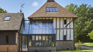glass box extension in traditional period home