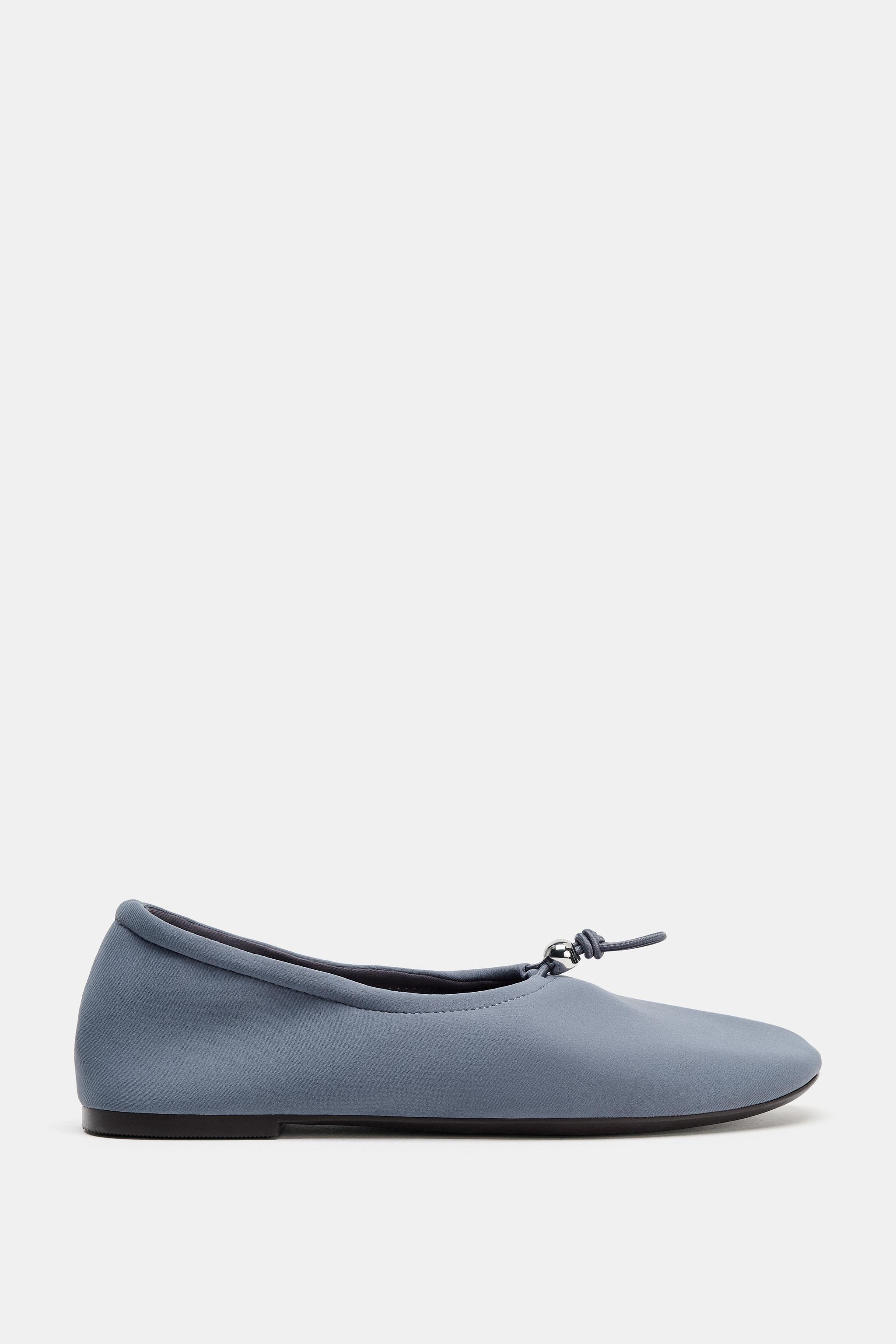 Neoprene Effect Ballet Flats with Pull Tab