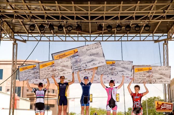 Elite women's podium at the Grand Junction 40