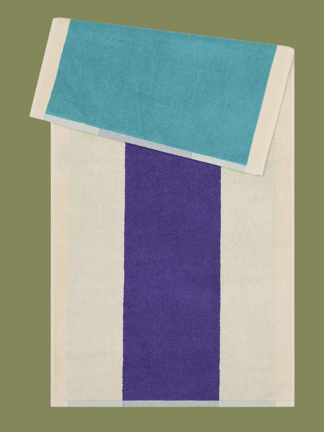 A purple and dark teal color block cotton towel from Suite 702