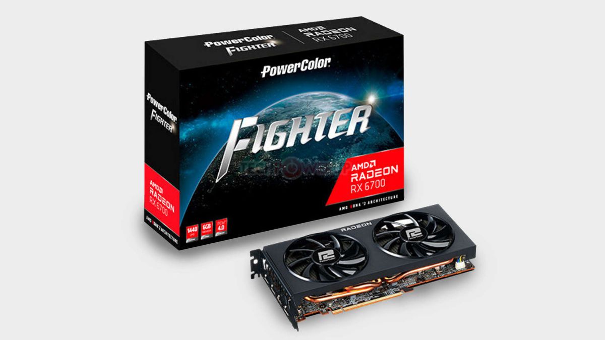 The PowerColor RX 6700 with half the VRAM of the XT