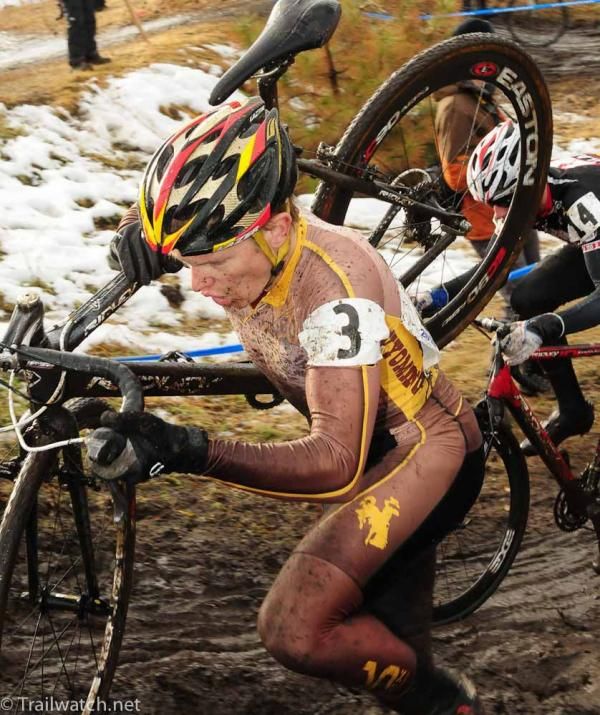 Adam Looney (U of Wyoming) on the very muddy run-up
