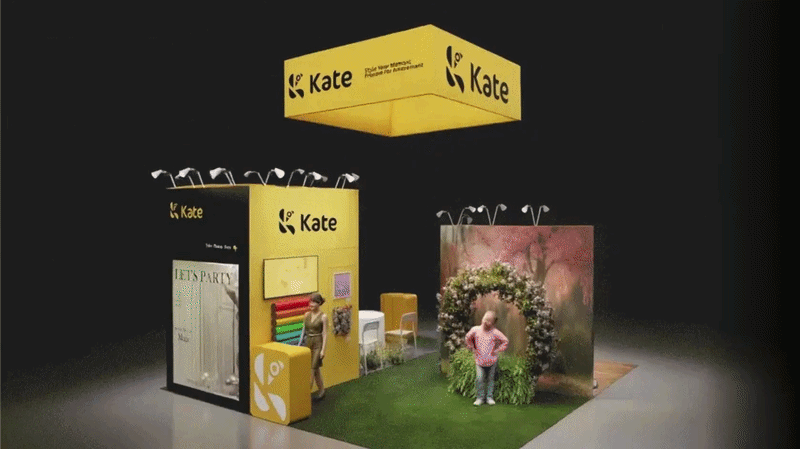 Kate Backdrop GIF of Kate Backdrop 3D render of stand at WPPI 2026