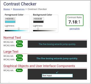 Screenshot of WebAim's Color Contrast Checker