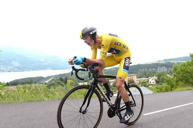 Christopher Froome (Sky) rides to the victory in the stage 17 time trial