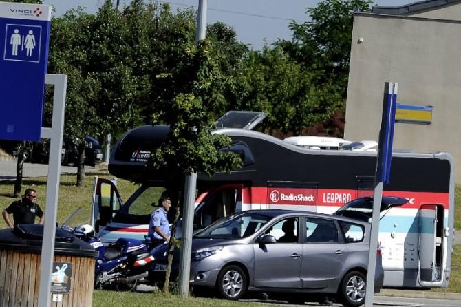 The RadioShack team camper was searched by authorities