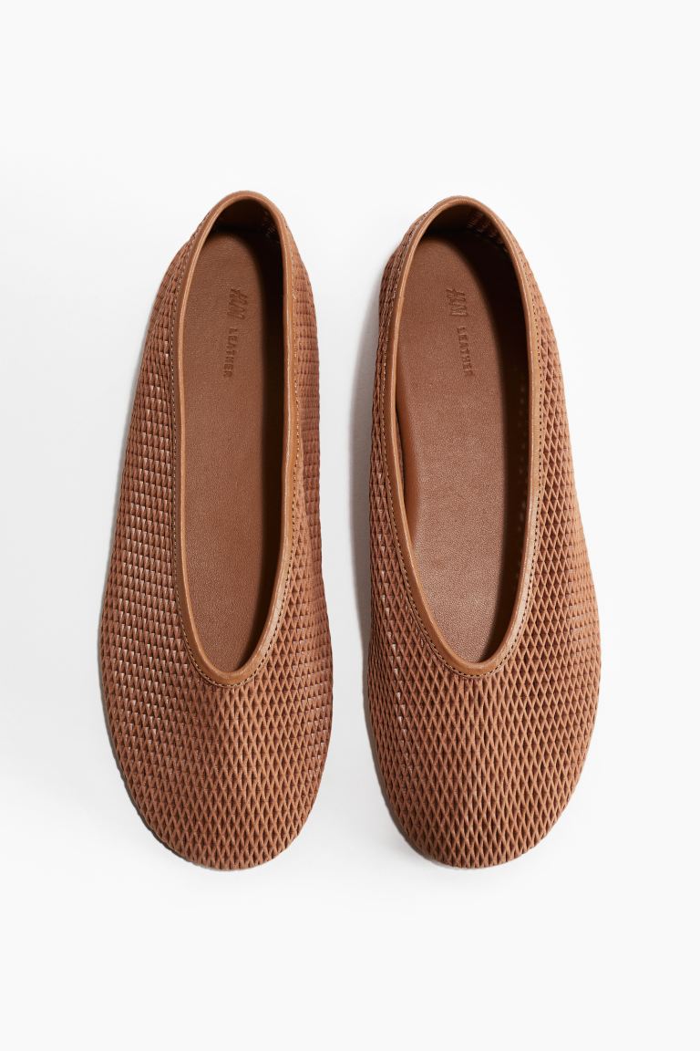 Leather Mesh Ballet Flats