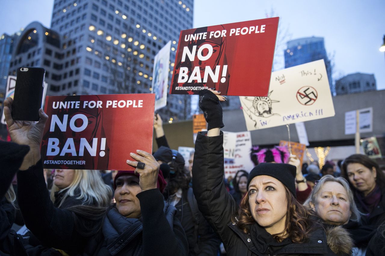 Protesters demonstrate in Seattle, Washington