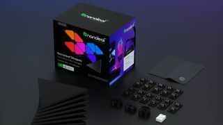 Nanoleaf Ultra Black Shapes triangle panels box and wall mount clips